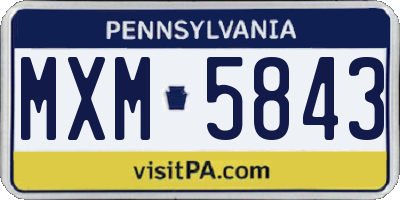 PA license plate MXM5843