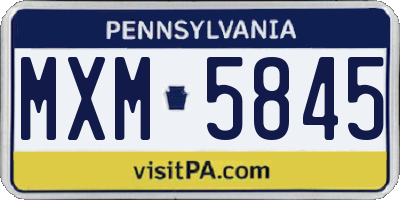 PA license plate MXM5845