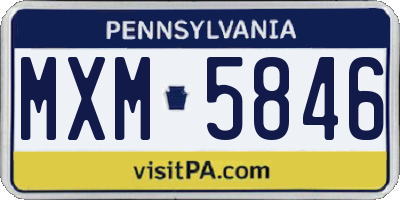 PA license plate MXM5846