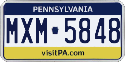 PA license plate MXM5848