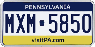 PA license plate MXM5850