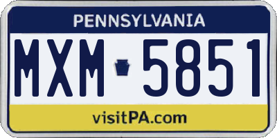 PA license plate MXM5851