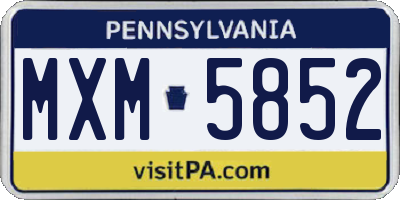PA license plate MXM5852
