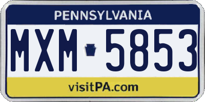 PA license plate MXM5853