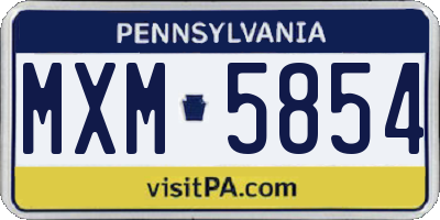 PA license plate MXM5854