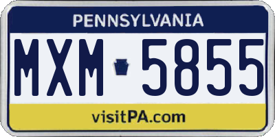 PA license plate MXM5855