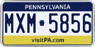 PA license plate MXM5856