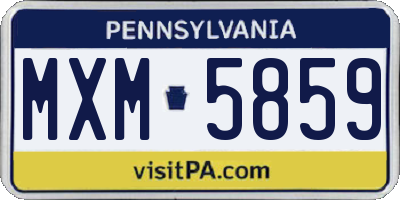 PA license plate MXM5859
