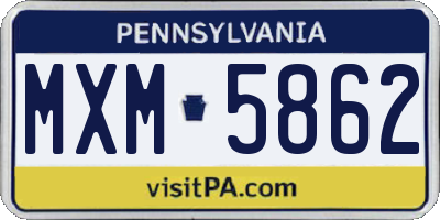 PA license plate MXM5862