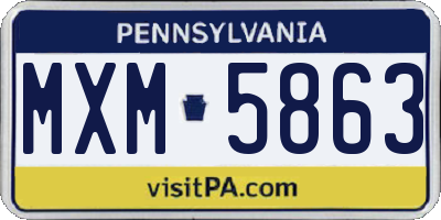 PA license plate MXM5863