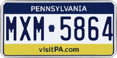 PA license plate MXM5864