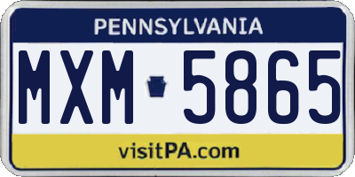 PA license plate MXM5865