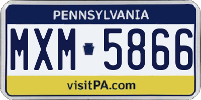 PA license plate MXM5866