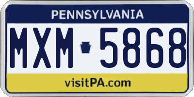 PA license plate MXM5868
