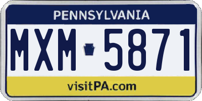 PA license plate MXM5871