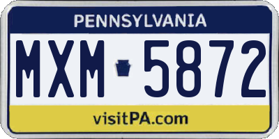 PA license plate MXM5872