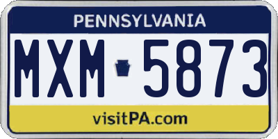 PA license plate MXM5873