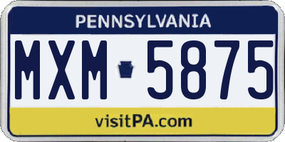 PA license plate MXM5875