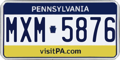 PA license plate MXM5876