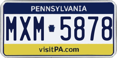 PA license plate MXM5878