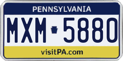 PA license plate MXM5880