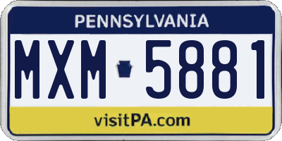 PA license plate MXM5881