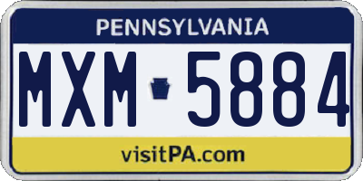 PA license plate MXM5884