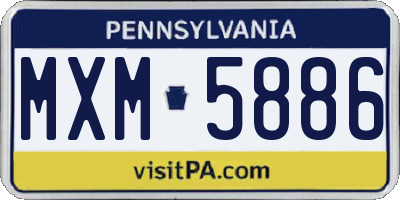PA license plate MXM5886