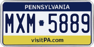 PA license plate MXM5889
