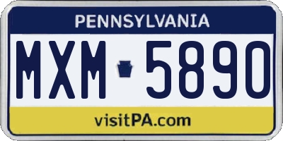 PA license plate MXM5890