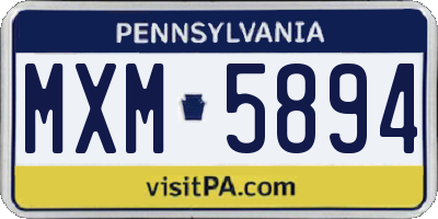 PA license plate MXM5894