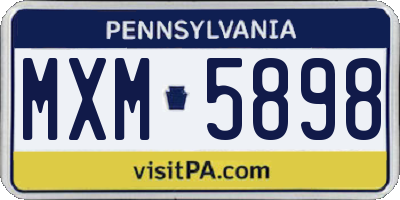 PA license plate MXM5898