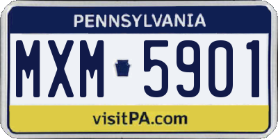 PA license plate MXM5901