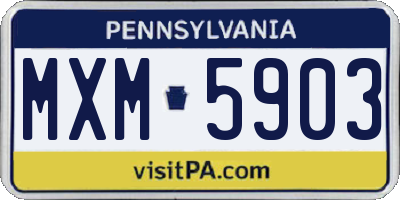 PA license plate MXM5903
