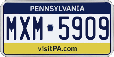 PA license plate MXM5909