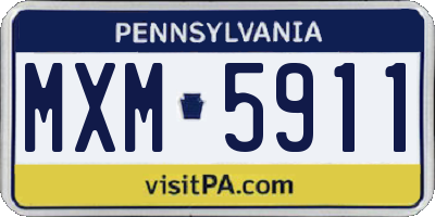 PA license plate MXM5911