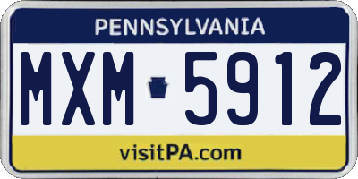 PA license plate MXM5912