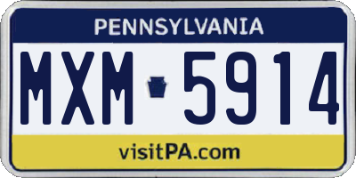 PA license plate MXM5914