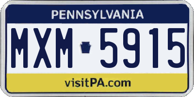 PA license plate MXM5915