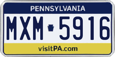 PA license plate MXM5916