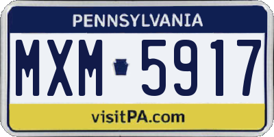 PA license plate MXM5917