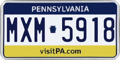 PA license plate MXM5918