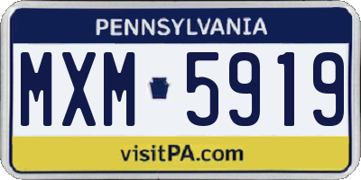 PA license plate MXM5919