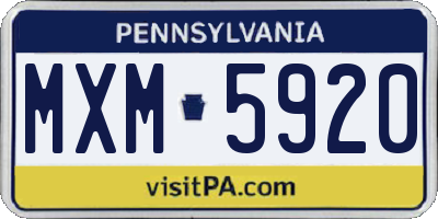 PA license plate MXM5920
