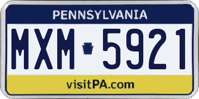 PA license plate MXM5921
