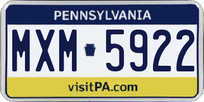 PA license plate MXM5922