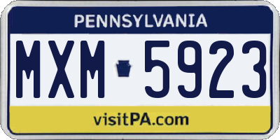 PA license plate MXM5923