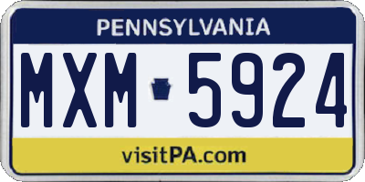 PA license plate MXM5924