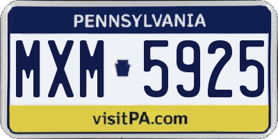 PA license plate MXM5925