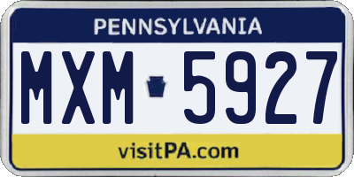 PA license plate MXM5927
